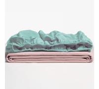 TRAMAS+ Lenzuolo con Angoli Regolabile 100% Cotone, 140 x 200 cm, Piazza e Mezza - Blu Acqua