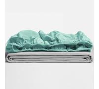 TRAMAS+ Lenzuolo con Angoli Regolabile 100% Cotone, 200 x 200 cm, Maxi King Size -Verde Tiffany