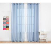 TRAMAS+ Molly Indigo - Tende semi-trasparenti per soggiorno e camera da letto, con occhielli, 140 x 260 cm, 1 pezzo, camera da letto, bambini, giovani, adulti e sala da pranzo