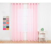 TRAMAS+ Molly Rosa - Tenda semitrasparente per soggiorno e camera da letto, 140 x 260 cm, con occhielli, camera da letto, bambini, giovani, adulti e sala da pranzo