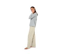 TRAMAS+ Pigiama da Donna 100% Cotone con Collo a V, Pigiama Lungo da Donna, Completo con Maglia a Manica Lunga e Pantaloni Lunghi con Vita Regolabile, Completo da Donna - XL, Eladia, Azzurro Acqua
