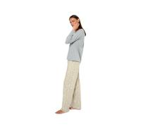 TRAMAS+ Pigiama da Donna 100% Cotone con Collo a V, Pigiama Lungo da Donna, Completo con Maglia a Manica Lunga e Pantaloni Lunghi con Vita Regolabile, Completo da Donna - L, Domana, Azzurro Acqua