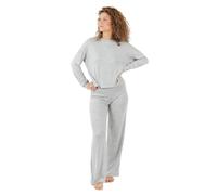 TRAMAS+ Pigiama da Mezza Stagione da Donna, Set di T-Shirt a Maniche Lunghe e Pantaloni Lunghi Con Vita Calda Regolabile, Angorina - M, Gris