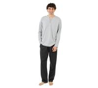 TRAMAS+ Pigiama da Uomo con Bottoni, Maniche Lunghe e Pantaloni Lunghi, per Tutte Le Stagioni, Set di Abbigliamento da Dormire - L, Perle Marengo