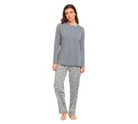 TRAMAS+ Pigiama Donna 100% Cotone, Pigiama Lungo Donna, Completo Maglia Maniche Lunghe e Pantaloni Lunghi con Vita Regolabile - M, Lauri Indigo