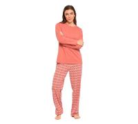 TRAMAS+ Pigiama Donna 100% Cotone, Pigiama Lungo Donna, Completo Maglia Maniche Lunghe e Pantaloni Lunghi con Vita Regolabile - XL, Eurico Rosa Marsala