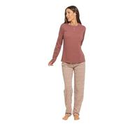 TRAMAS+ Pigiama Donna 100% Cotone, Pigiama Lungo Donna, Completo Maglia Maniche Lunghe e Pantaloni Lunghi con Vita Regolabile - M, Eucalipto Malva Rosa