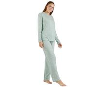 TRAMAS+ Pigiama Donna Invernale Lungo Soft Stampato, Completo di Maglietta e Pantaloni per Casa e Notte - S, Choer Verde Tiffany