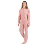 TRAMAS+ Pigiama Donna Lungo, 100% Cotone, con Maniche Lunghe e Pantaloni Lungi per Donna, Completo da Notte, Pigiama Donna Primavera - L, Santi Rosa