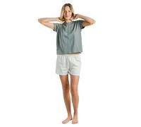 TRAMAS+ Pigiama Estivo a Due Pezzi da Donna, 100% Cotone, con Maglietta a Maniche fluide e Pantaloncini Regolabili, Comodo, Fresco, Elegante e Stampato - XL, Xenia