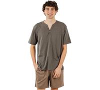TRAMAS+ Pigiama Estivo da Uomo con Maniche Corte Pigiama a Due Pezzi con Maniche Corte e Pantaloncini Abbigliamento Comodo per la casa - Olio XL