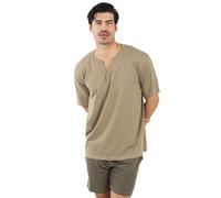 TRAMAS+ Pigiama Estivo da Uomo con Maniche Corte Pigiama a Due Pezzi con Maniche Corte e Pantaloncini Abbigliamento Comodo per la casa - Verde XL