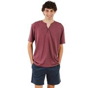 TRAMAS+ Pigiama Estivo da Uomo con Maniche Corte Pigiama a Due Pezzi con Maniche Corte e Pantaloncini Abbigliamento Comodo per la casa - Bordeaux L