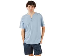 TRAMAS+ Pigiama Estivo da Uomo con Maniche Corte Pigiama a Due Pezzi con Maniche Corte e Pantaloncini Abbigliamento Comodo per la casa - Indaco XXL