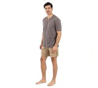 TRAMAS+ Pigiama Estivo da Uomo con Maniche Corte Pigiama a Due Pezzi con Maniche Corte e Pantaloncini Abbigliamento Comodo per la casa - Sabbia XXL
