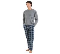 TRAMAS+ Pigiama Flanella Uomo con Maglietta a Maniche Lunghe e Pantaloni Lunghi, Set Pigiama Invernale 100% Cotone e Flanella per Uomo- L, Cuadro Brais