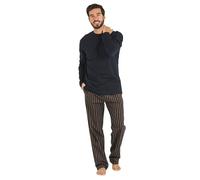 TRAMAS+ Pigiama Flanella Uomo con Maglietta a Maniche Lunghe e Pantaloni Lunghi, Set Pigiama Invernale 100% Cotone e Flanella per Uomo- S, Raya Vermont Azul