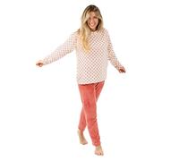 TRAMAS+ Pigiama in Pile di Corallo da Donna, Invernale, Morbido e Caldo, Set per Dormire e Stare in casa- XL,Penolope Rosa