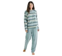 TRAMAS+ Pigiama Invernale da Donna in Corallo, Set di Maglietta e Pantaloni a Maniche Lunghe Con Cintura Regolabile, Caldo - M, Beraun Agua Marina