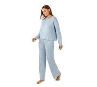 TRAMAS+ Pigiama Invernale da Donna, Pigiama Angorina da Donna, Set di T-Shirt a Maniche Lunghe e Pantaloni Lunghi con Vita Calda Regolabile, Set da Donna- M, Azul
