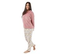 TRAMAS+ Pigiama Invernale da Donna, Pigiama Corallo da Donna, Set di T-Shirt a Maniche Lunghe e Pantaloni Lunghi con Vita Calda Regolabile, Set da Donna - L,Manchitas