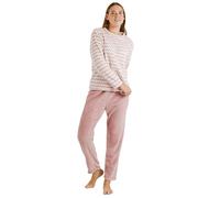 TRAMAS+ Pigiama Invernale da Donna, Pigiama da Donna in Corallo, Set di Maglietta e Pantaloni a Maniche Lunghe da Donna con Cintura Regolabile, Set Caldo da Donna- XL, Jeannine Rosa