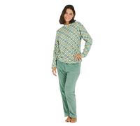 TRAMAS+ Pigiama Invernale da Donna, Set di T-Shirt a Maniche Lunghe e Pantaloni Lunghi Con Vita Calda Regolabile, Ilena Verde - L