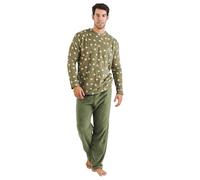 TRAMAS+ Pigiama Invernale da Uomo, Pigiama Coraline con Maniche Lunghe in Pile e Pantaloni Lunghi, Set Pigiama Confortevole e Caldo - Pigiama Invernale da Uomo- XL, Tatini Verde