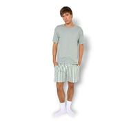 TRAMAS+ Pigiama Uomo Estate 100% Cotone, Set Maglietta a Maniche Corte e Pantaloncini, Abbigliamento da Notte Fresco e Comodo - S, R Schon, Verde Acqua
