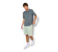 TRAMAS+ Pigiama Uomo Estate 100% Cotone, Set Maglietta a Maniche Corte e Pantaloncini, Abbigliamento da Notte Fresco e Comodo - L, R Schon, Blu grigiastro