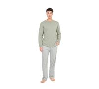 TRAMAS+ Pigiama Uomo in 100% Cotone, Pigiama Uomo Completo Lungo con Maniche Lunghe, Comodo e Traspirante - XL, Raya Machado Verde