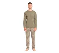 TRAMAS+ Pigiama Uomo in 100% Cotone, Pigiama Uomo Completo Lungo con Maniche Lunghe, Comodo e Traspirante - XL, Arpani Verde