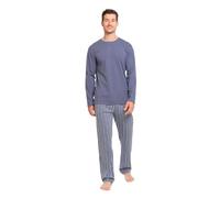 TRAMAS+ Pigiama Uomo in 100% Cotone, Pigiama Uomo Completo Lungo con Maniche Lunghe, Comodo e Traspirante - XXL, Raya Fernando Azul