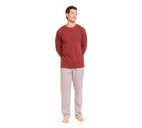 TRAMAS+ Pigiama Uomo in 100% Cotone, Pigiama Uomo Completo Lungo con Maniche Lunghe, Comodo e Traspirante - M, Cuadro Michael Bordeaux