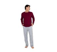 TRAMAS+ Pigiama Uomo in 100% Cotone, Pigiama Uomo Completo Lungo con Maniche Lunghe, Comodo e Traspirante - XL, Johan Bordeaux