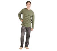 TRAMAS+ Pigiama Uomo in Cotone, Pigiama Uomo Completo Lungo con Maniche Lunghe, 100% Cotone, Comodo e Traspirante - XXL,Cuadro Frankfurt