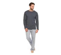 TRAMAS+ Pigiama Uomo Lungo, 100% Cotone, con Maglia a Maniche Lunghe e Pantaloni Lunghi, Completo da Notte Autunno-Inverno - XL, Cuadro Edmund XL Blu