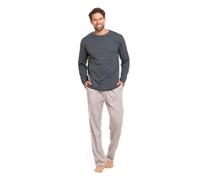 TRAMAS+ Pigiama Uomo Lungo, 100% Cotone, con Maglia a Maniche Lunghe e Pantaloni Lunghi, Completo da Notte Autunno-Inverno - M, Cuadro Michael M Blu
