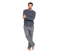 TRAMAS+ Pigiama Uomo Lungo, 100% Cotone, con Maglia a Maniche Lunghe e Pantaloni Lunghi, Completo da Notte Autunno-Inverno - L, Cuadro Saul L Blu