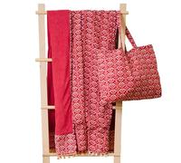 TRAMAS+ Set Telo Mare Pareo Donna + Borsa Abbinata, Pack Estivo Morbido e ad Asciugatura Rapida, Ideale per Spiaggia, Piscina, Viaggi e Vacanze - Eloina Marsala
