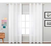 TRAMAS+ Tende per interni,1 pezzo,Tende semi trasparenti per il soggiorno e la camera da letto 140x260cm, con occhielli, camera da letto, bambini, giovani e adulti e sala da pranzo - Bianco