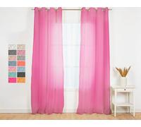 TRAMAS+ Tende per interni, 1 Pezzo, Tende trasparenti per il soggiorno e la camera da letto 140x260cm, con occhielli, camera da letto, bambini, giovani e adulti e sala da pranzo - Molly Fucsia