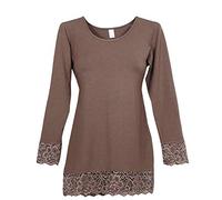 Tramonte Maglia Donna Manica Lunga Blusa Elegante con Pizzo Leonida Fango (Fango, S/M)