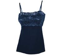 Tramonte sotto Giacca Top Canottiera Micro Modal in Pizzo Spalla Stretta Blu (Blu, 4-L)