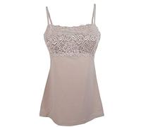 Tramonte sotto Giacca Top Canottiera Micro Modal in Pizzo Spalla Stretta Conchiglia (Conchiglia, 3-M)