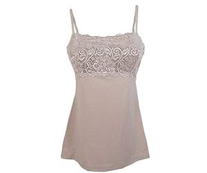 Tramonte sotto Giacca Top Canottiera Micro Modal in Pizzo Spalla Stretta Conchiglia (Conchiglia, 4-L)