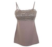 Tramonte sotto Giacca Top Canottiera Micro Modal in Pizzo Spalla Stretta Fango (Fango, 2-S)