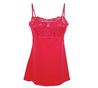 Tramonte sotto Giacca Top Canottiera Micro Modal in Pizzo Spalla Stretta Rosso (Rosso, 3-M)