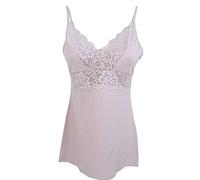Tramonte sotto Giacca Top Canottiera Micromodal e Pizzo Simona T790 Conchiglia (Conchiglia-Beige, S/M)