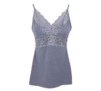 Tramonte sotto Giacca Top Canottiera Micromodal e Pizzo Simona T790 Grigio (Grigio, L/XL)